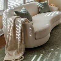 Linen curved sofa